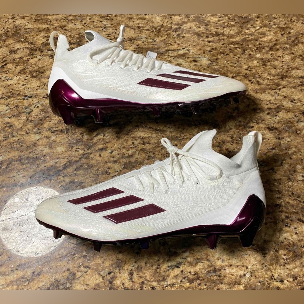 Men's Size 15 Adidas Adizero Primeknit‎ Football Cleats White Maroon HP8741 New